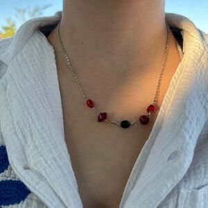 Red and Black Beaded Necklace